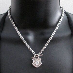 ✨💎🔒 Caroline Néron Chain Toggle Padlock Chain Necklace Clear Oval Crystal